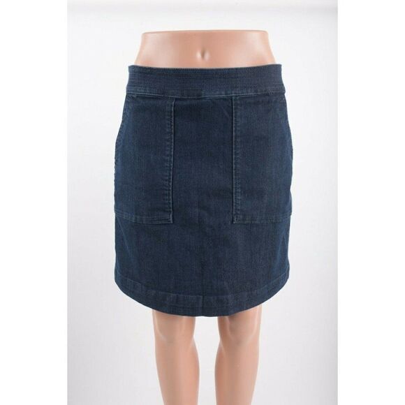 LOFT Womens Denim Jean Skirt Sz 4 Blue Dark Wash NWT - Picture 1 of 8